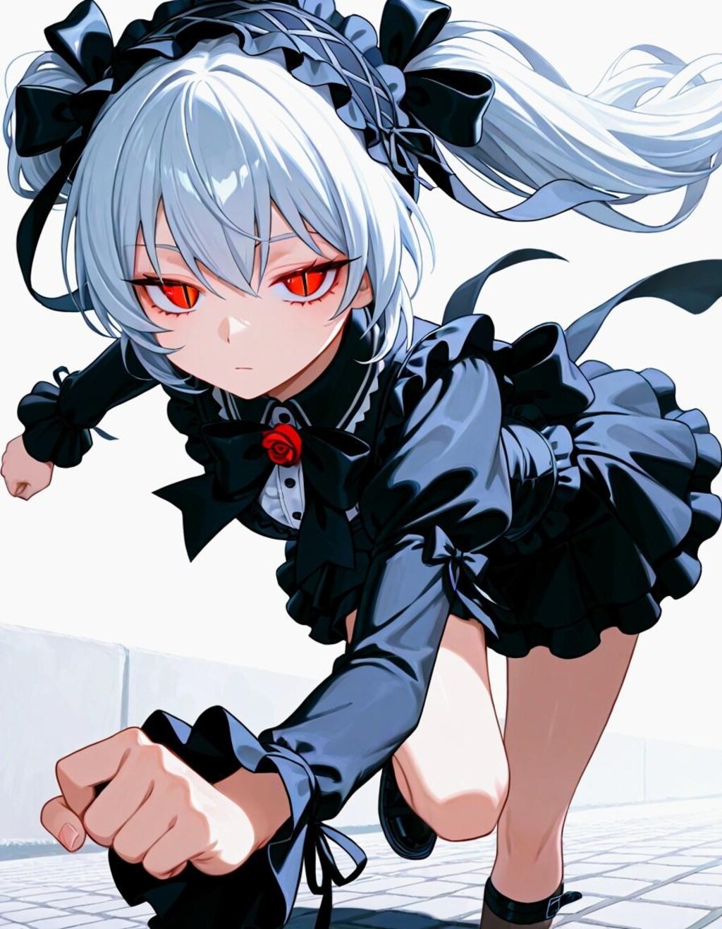 逃げ足速い、ジト目ツインテゴスロリお姉やん