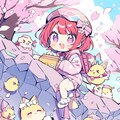 お花見に行く赤髪ちゃん 2枚目