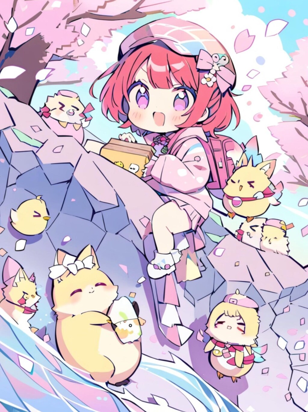 お花見に行く赤髪ちゃん