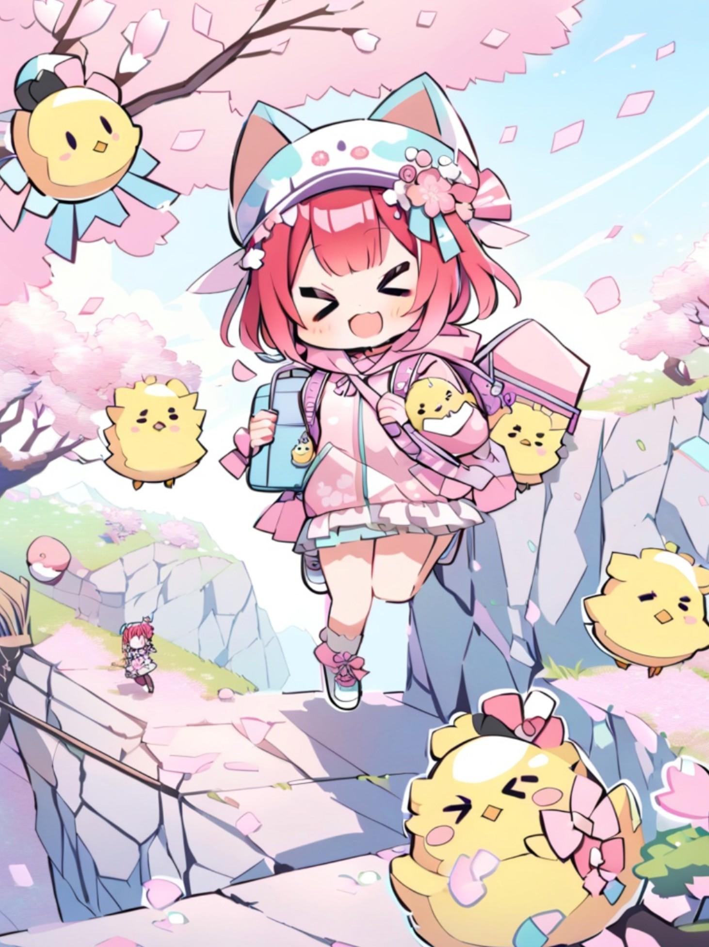 お花見に行く赤髪ちゃん
