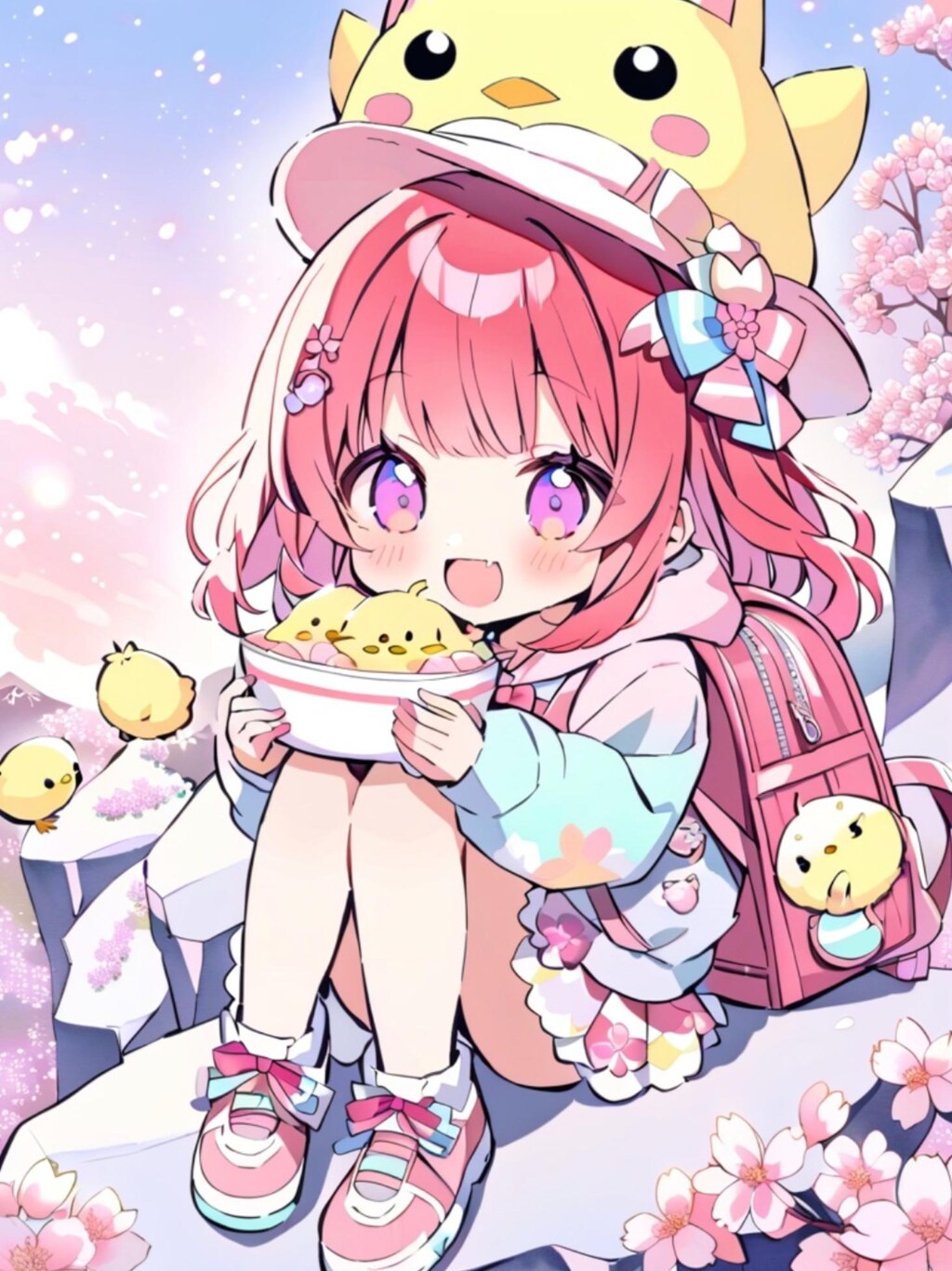 お花見に行く赤髪ちゃん