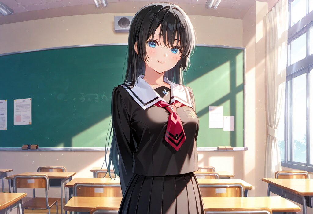 クラシックなセーラーカラーのブラウスにプリーツのミニスカートを合わせ、パステルカラーと繊細な花の刺繍でモダンに仕上げた