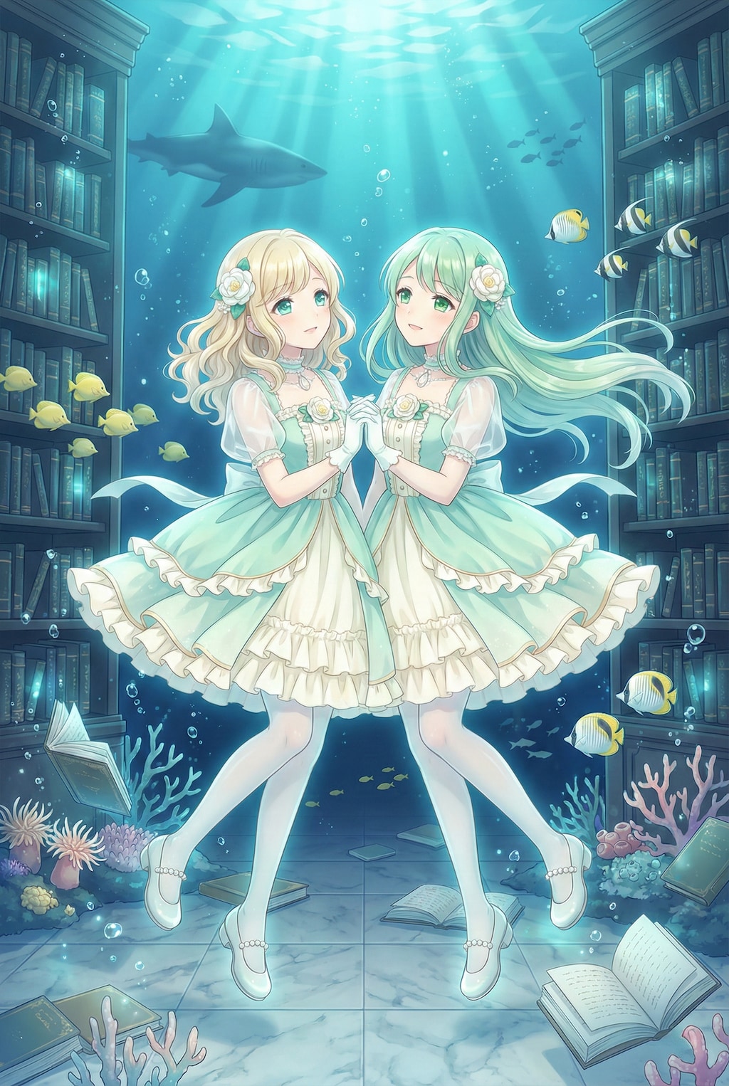 沈黙図書館に舞う水泡