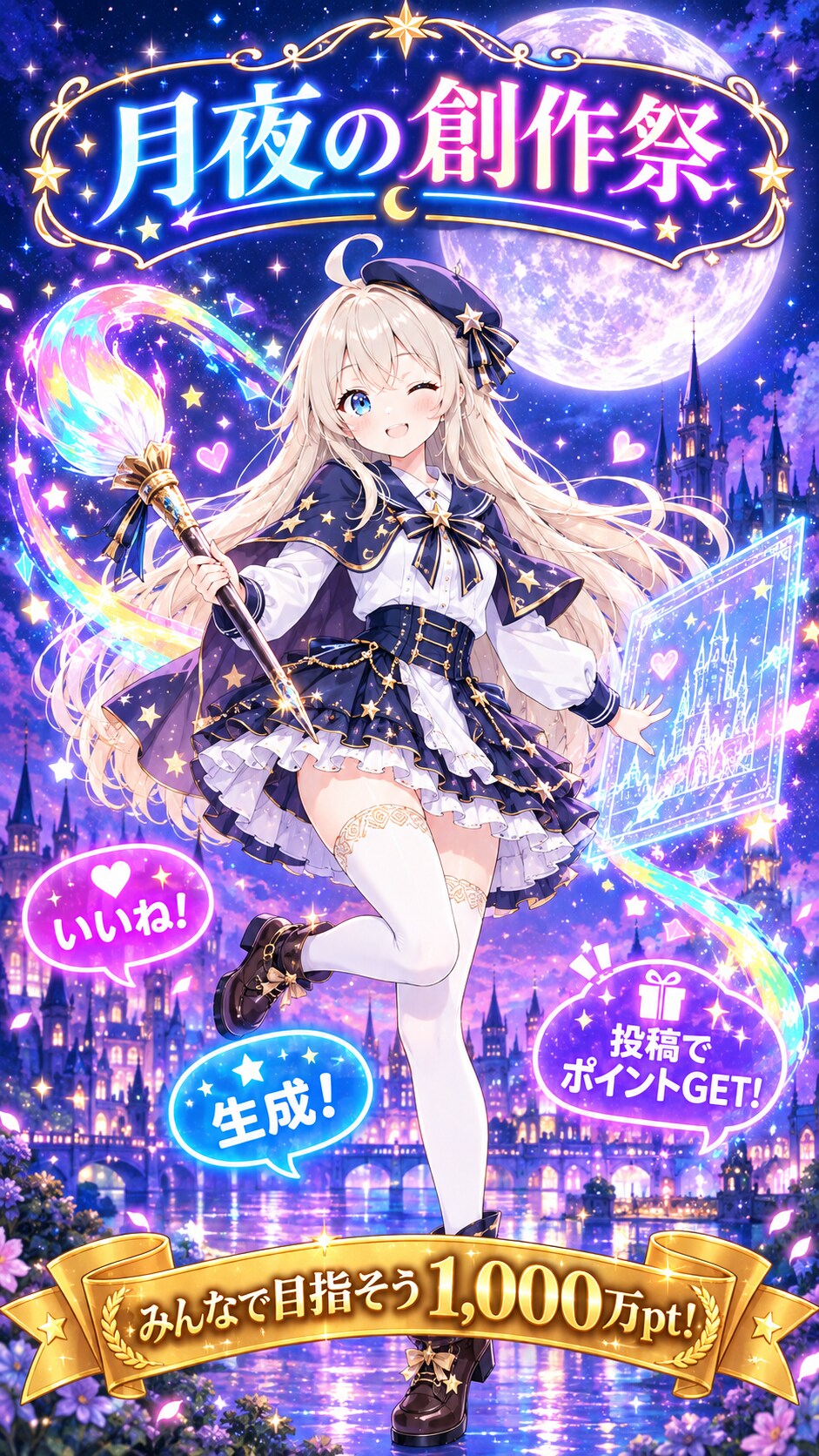 【開催中】みんなで目指そう1,000万pt！ | の人気AIイラスト・グラビア