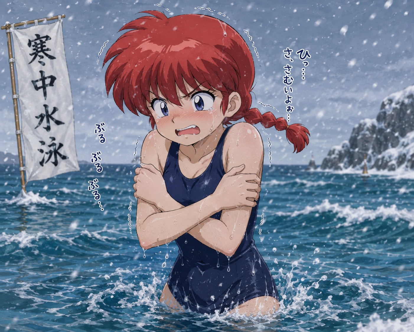 スク水寒中水泳