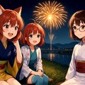 3人のカエデちゃんと花火大会だべ〜 2枚目