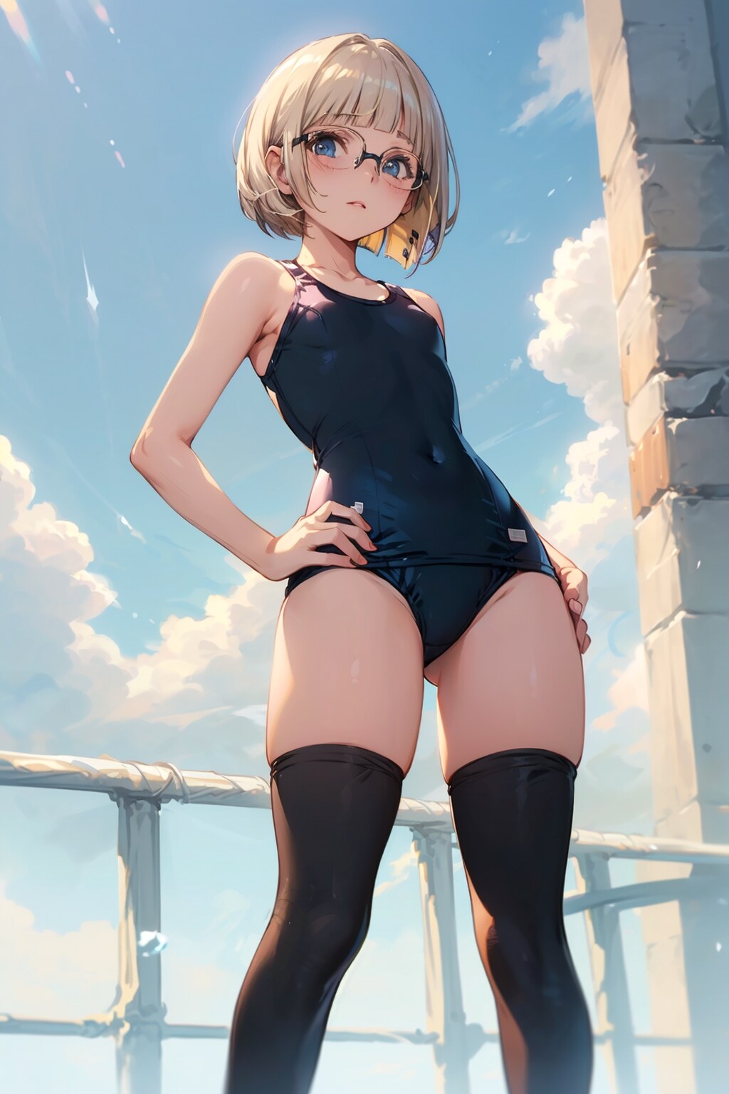 スク水の眼鏡っ娘