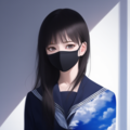 マスク少女の空の服 2枚目