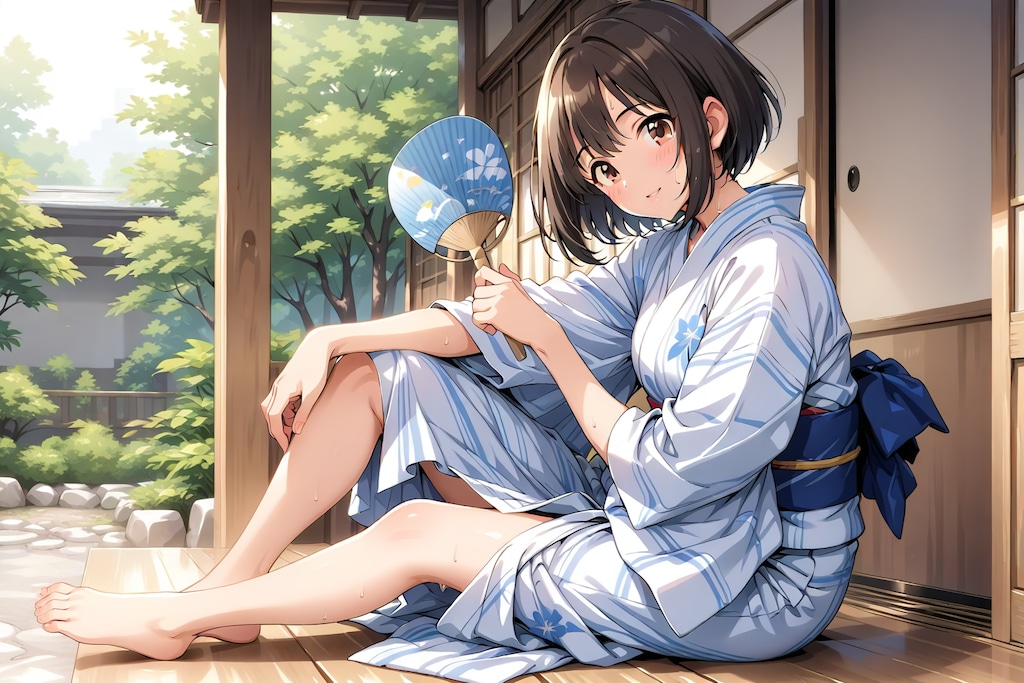 暑いですね～、汗だくです。