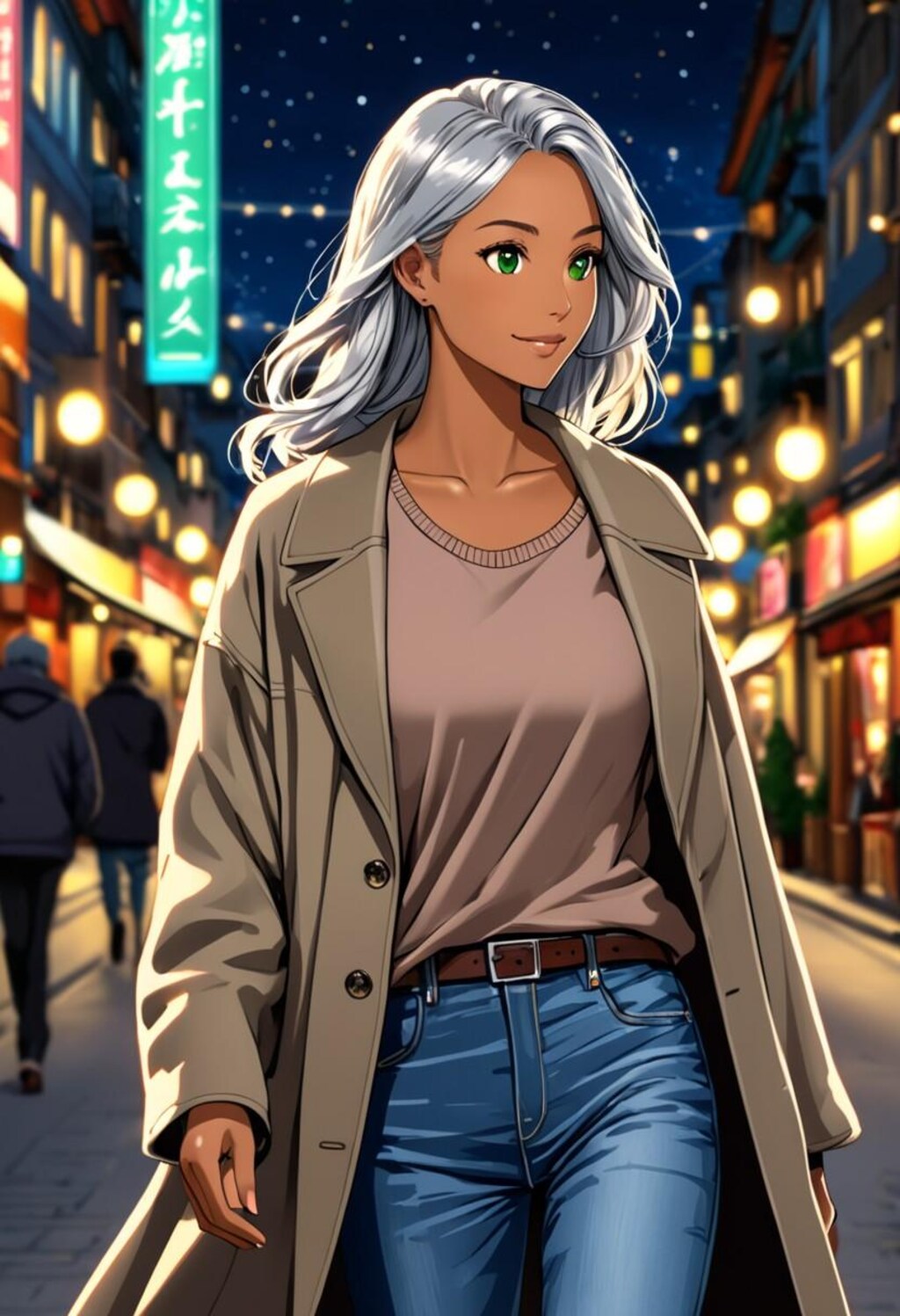 街灯りの褐色お姉さん