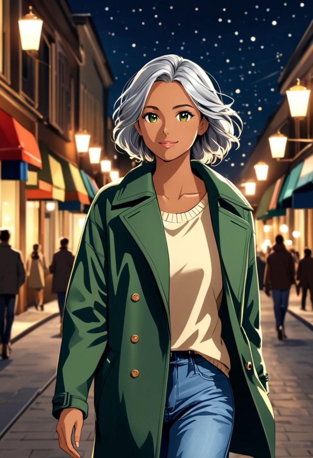 街灯りの褐色お姉さん