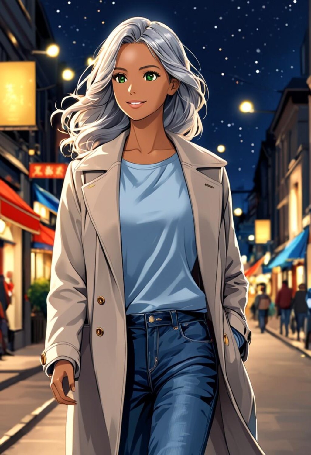 街灯りの褐色お姉さん