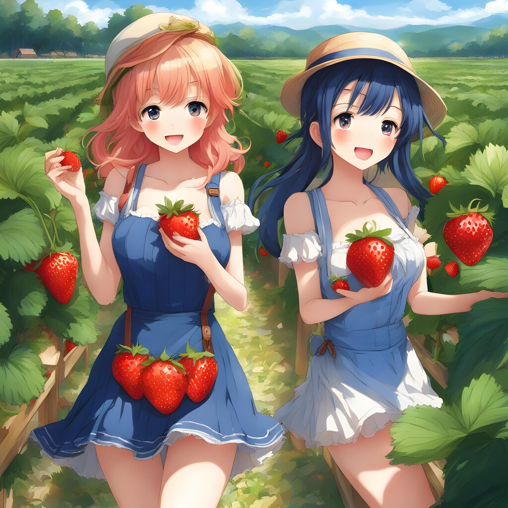 💓いちご姉妹でーす。おいしいイチゴを召し上がれ🍓