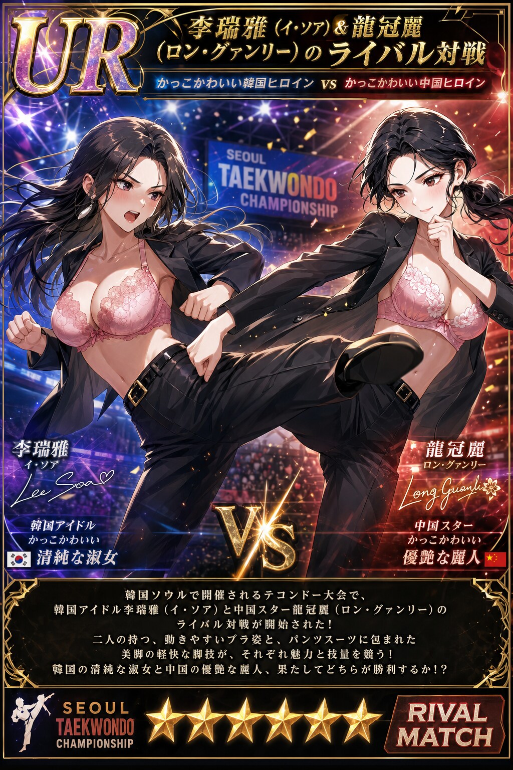 URカード　かっこかわいい韓国ヒロイン vs かっこかわいい中国ヒロイン　李瑞雅（イ・ソア）＆龍冠麗（ロン・グァンリー）のライバル対戦