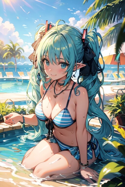 エルフの海水浴 | の人気AIイラスト・グラビア