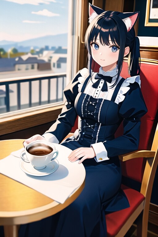 くつろいでいる猫耳メイドさん