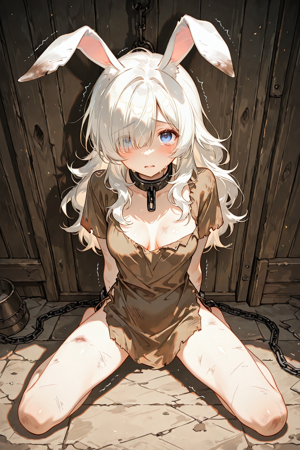 奴隷にされた白兎族の少女『た、たひゅ･･･け･･･へ･･･おね･･･がい･･････』