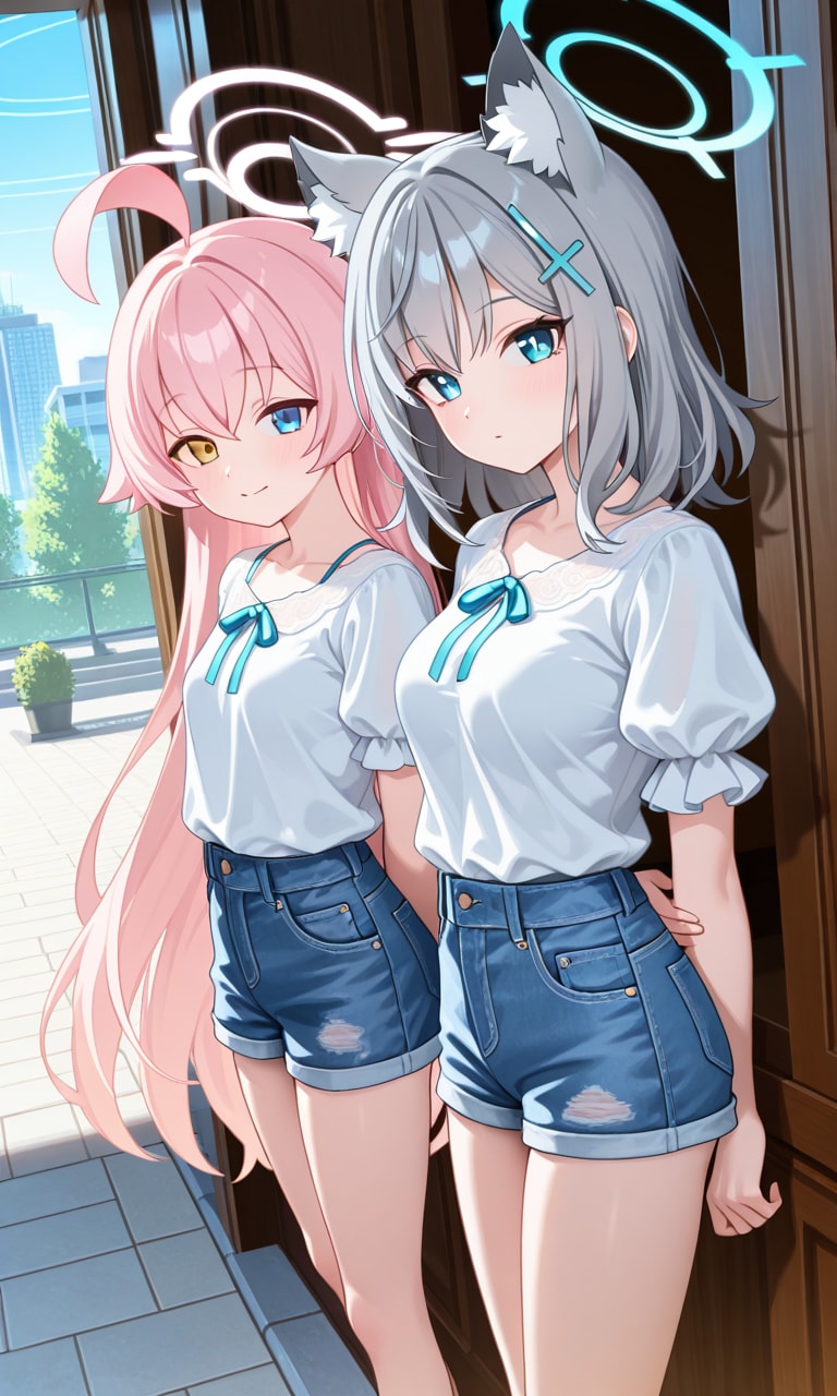 ホシノとシロコ　夏私服4 | の人気AIイラスト・グラビア