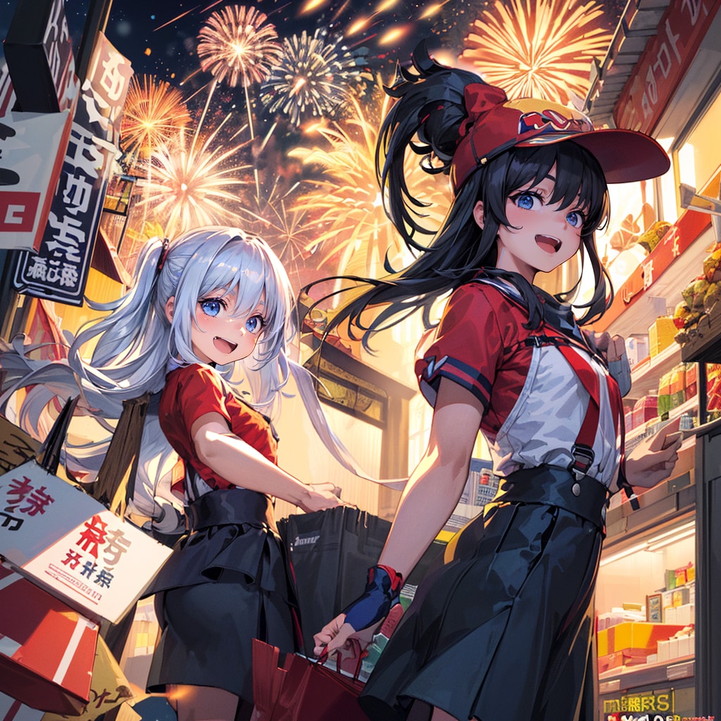 友達と花火大会に行く (花火と少女13)