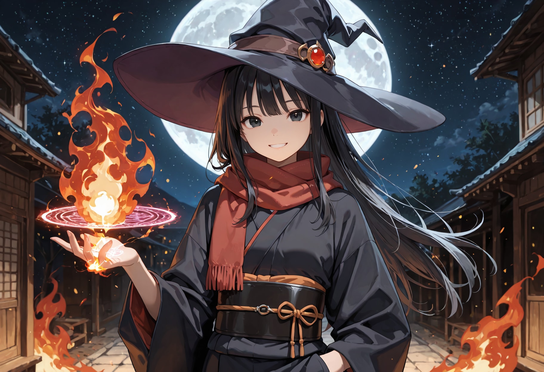 炎の魔法を翳す魔女さん | の人気AIイラスト・グラビア