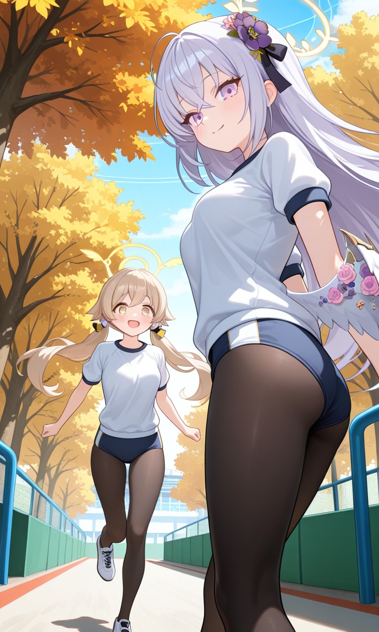 ヒフミとアズサ　寒いからタイツ3 | の人気AIイラスト・グラビア