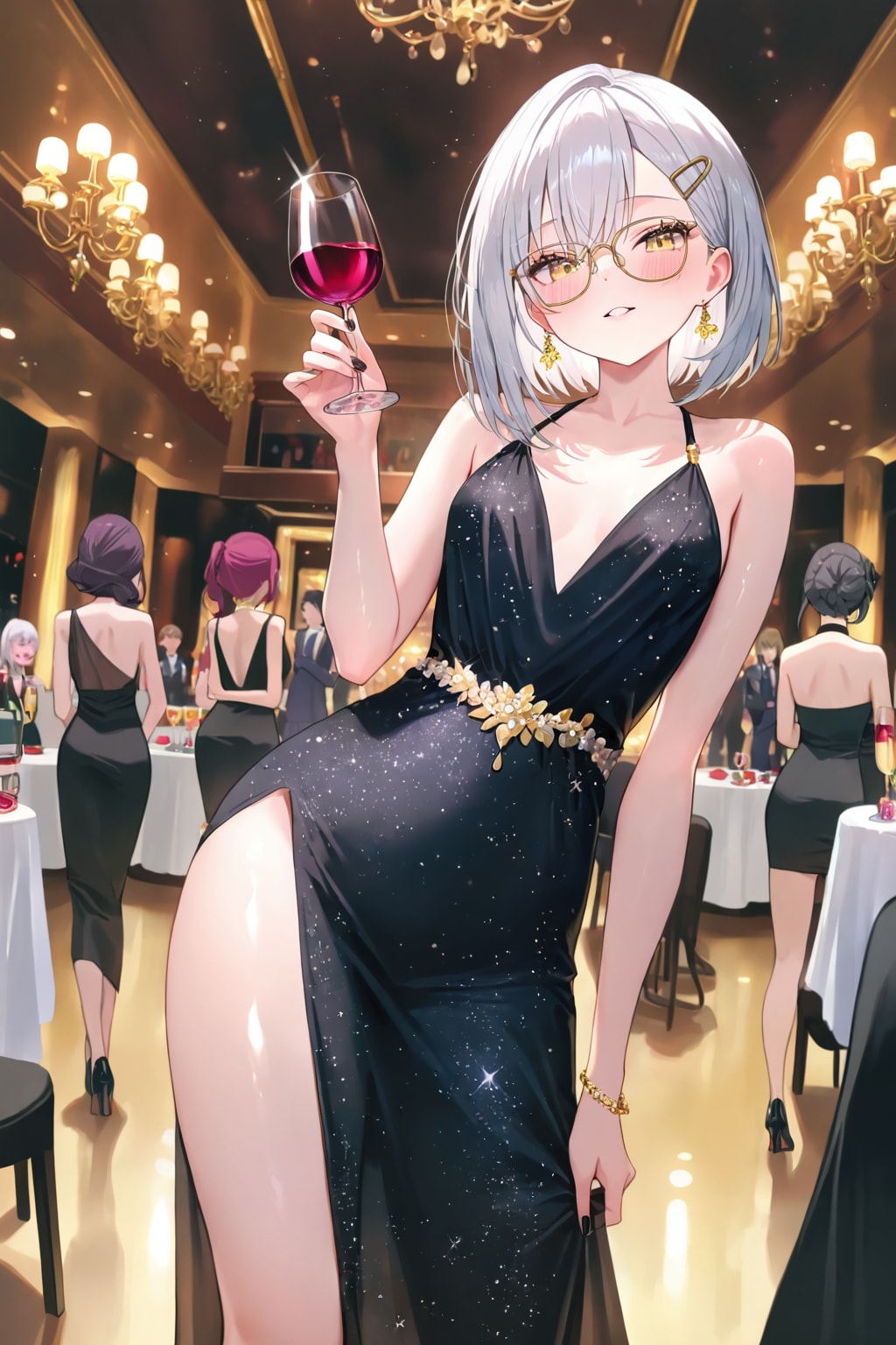 銀髪黒ドレス