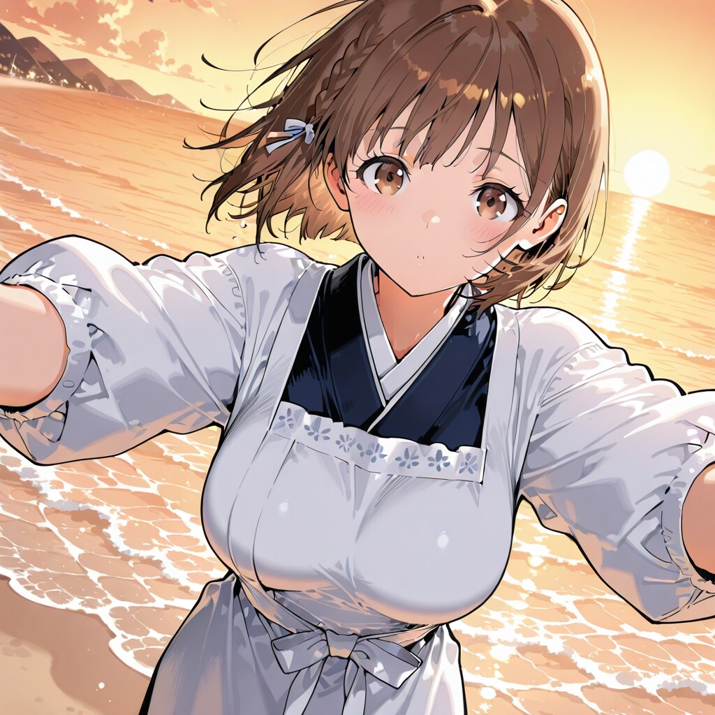 割烹着の女性　ハグしていい？
