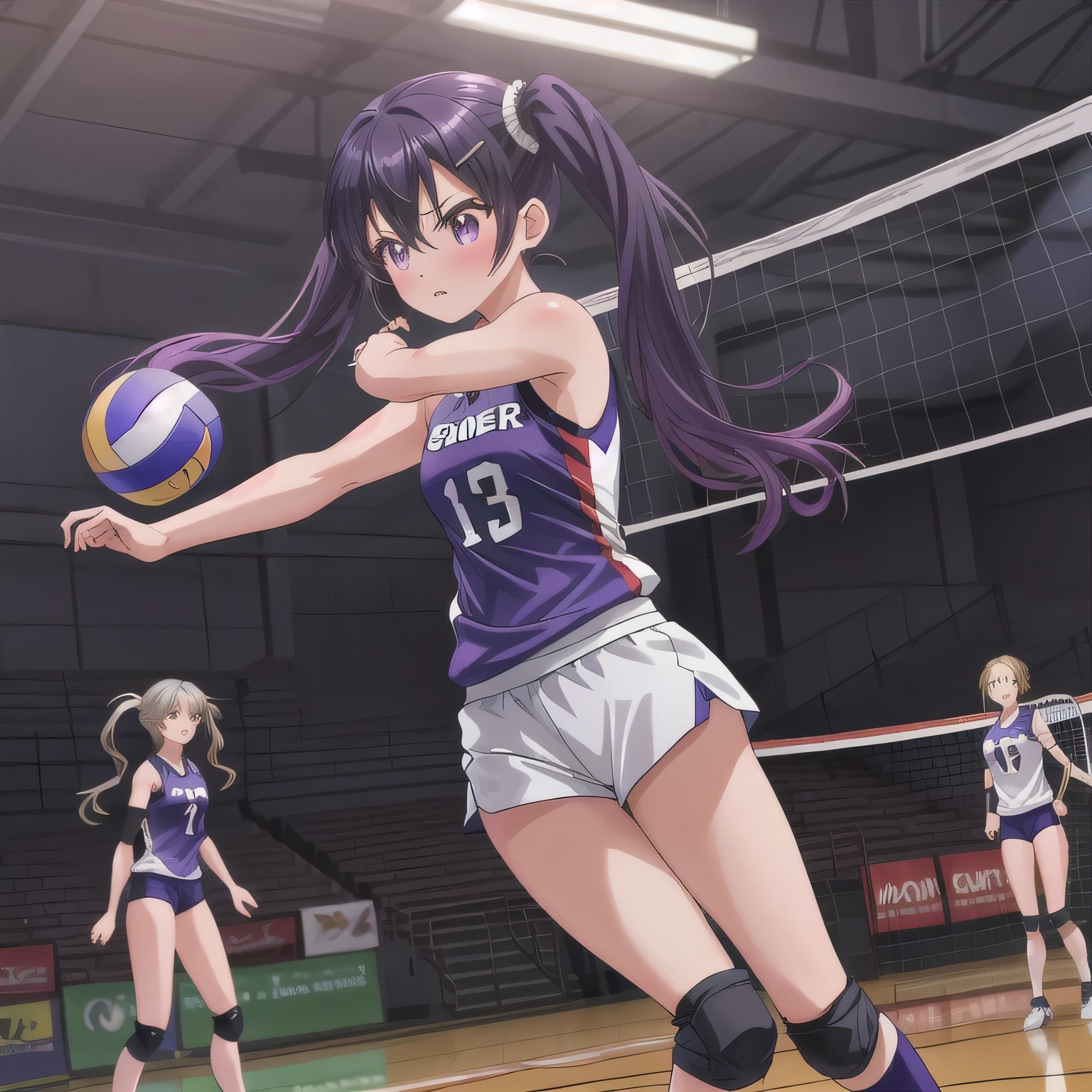 紫髪ロングでユニフォームの少女１４ | の人気AIイラスト・グラビア