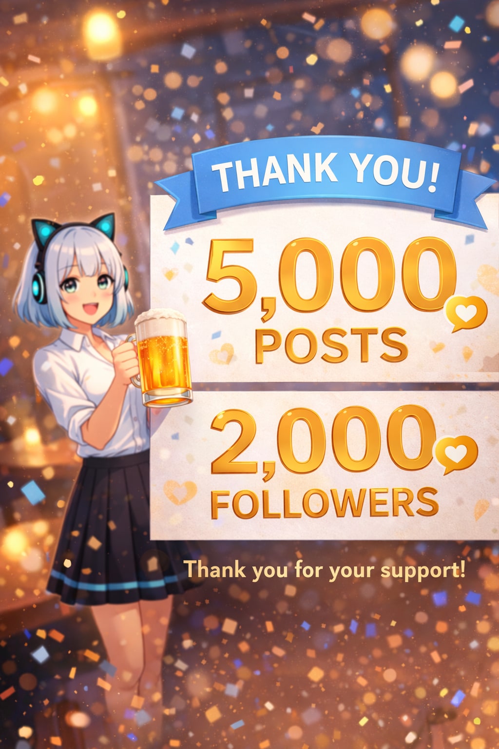 感謝! 5,000投稿&2,000フォロワー達成