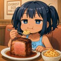 巨大ポークステーキを食べるこなつちゃん 2枚目