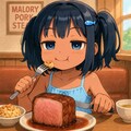 巨大ポークステーキを食べるこなつちゃん 4枚目