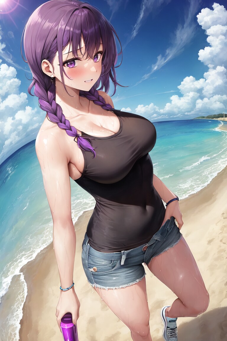 ビーチで暑くって