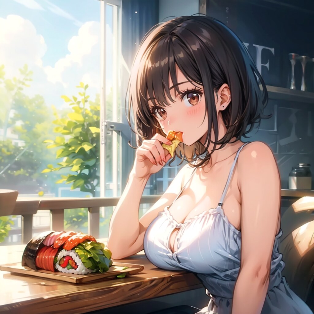 寿司？サラダ？を食べる