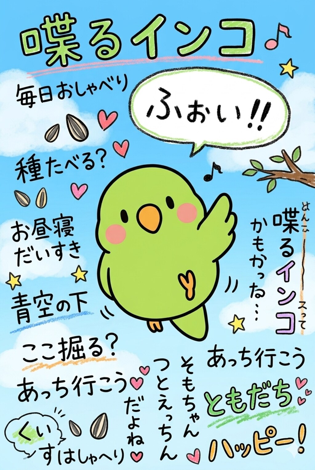 インコと謎の手書き