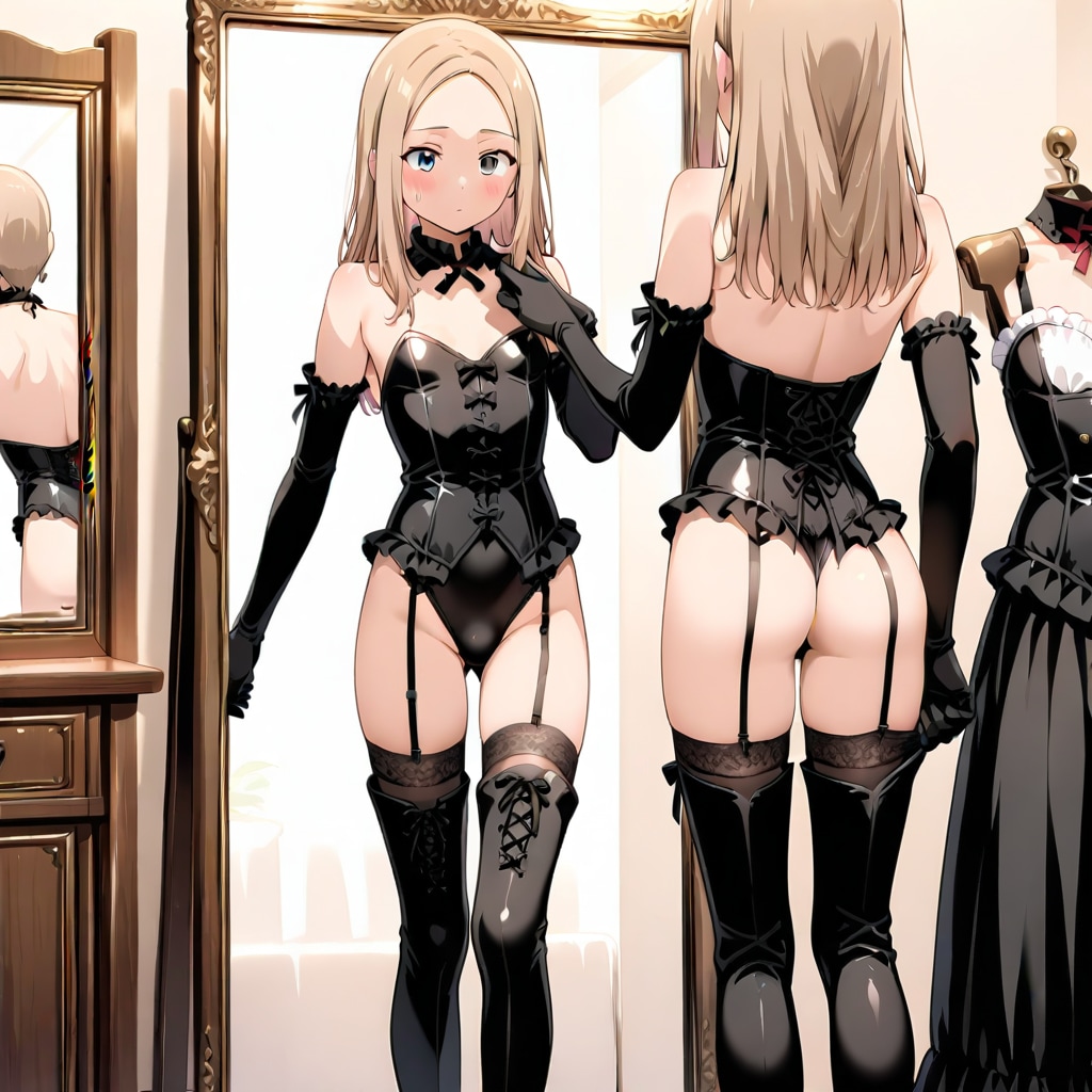 ボンテージ風に女装した男の娘