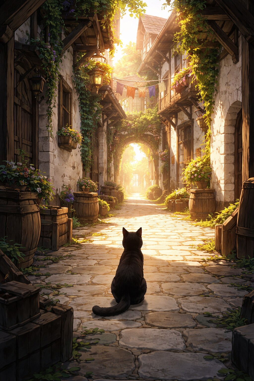 路地裏の黒猫 | の人気AIイラスト・グラビア