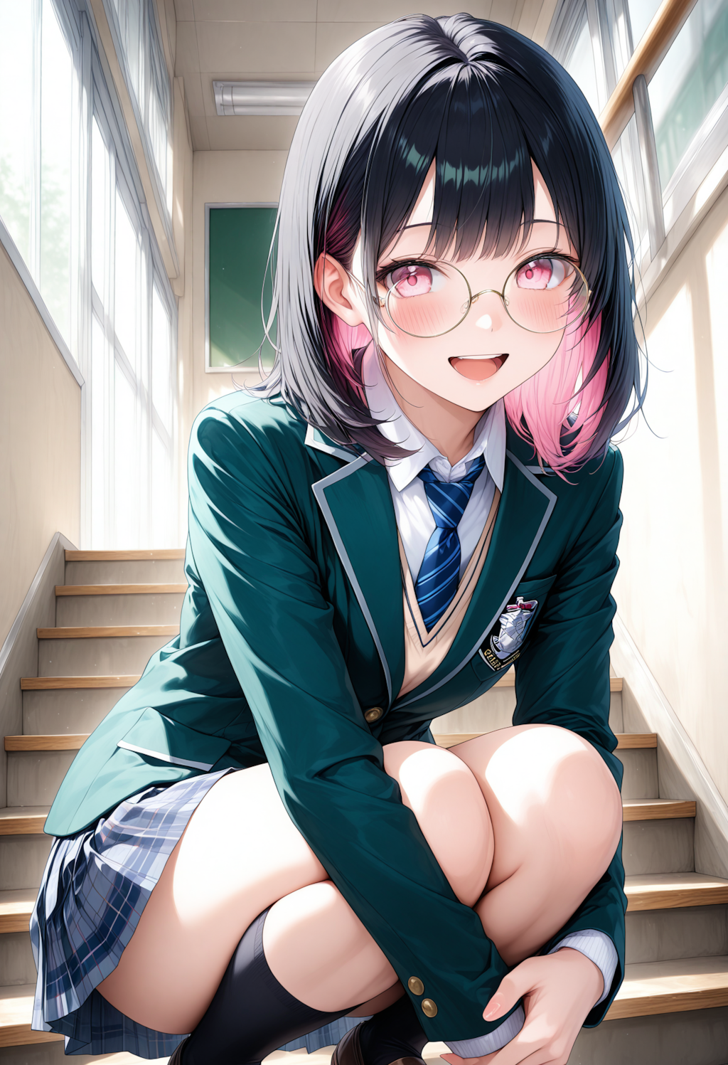 黒髪メガネ JK制服