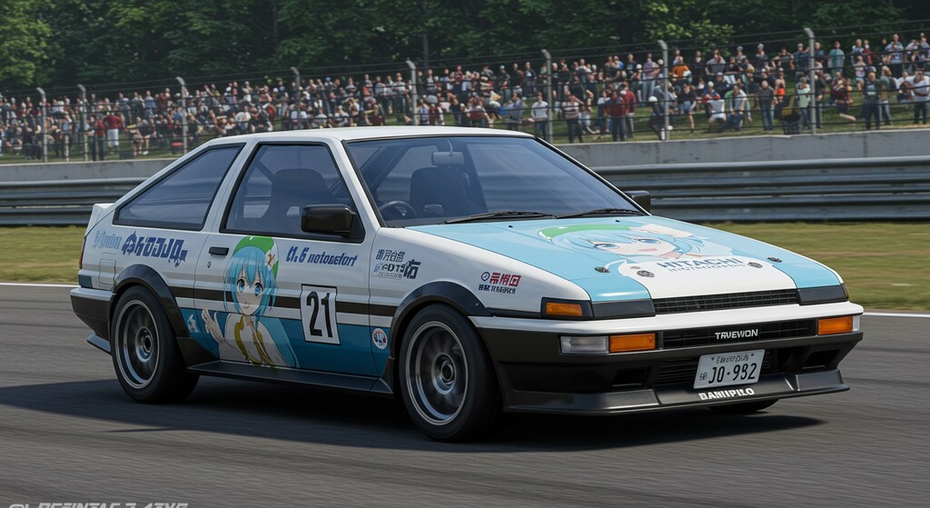 河城にとりAE86レーシングカー