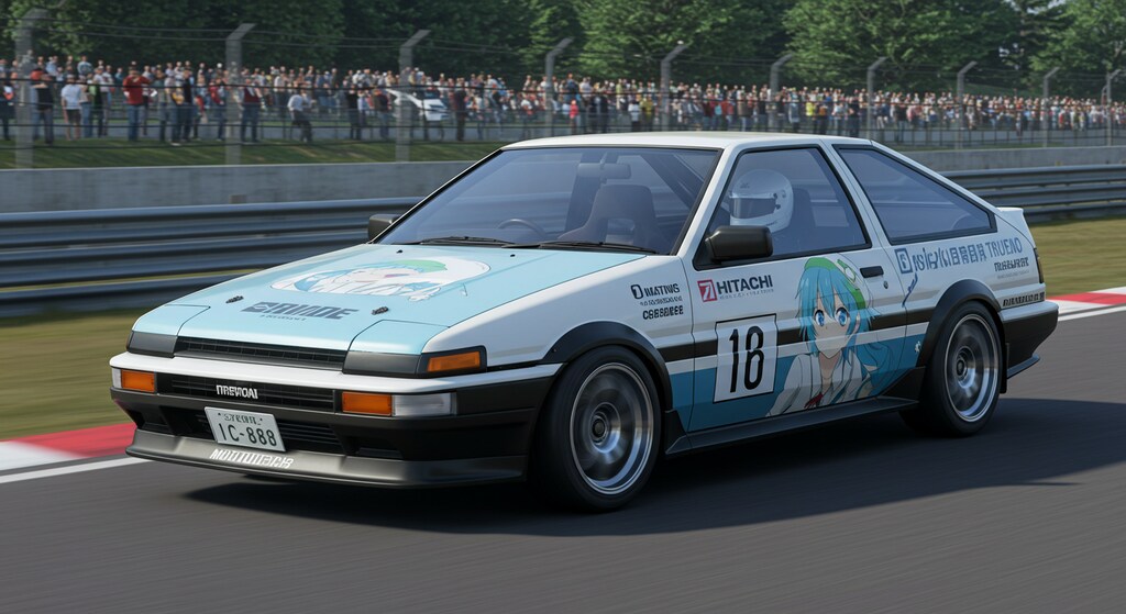 河城にとりAE86レーシングカー