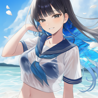 セーラー下の水着のサキちゃん