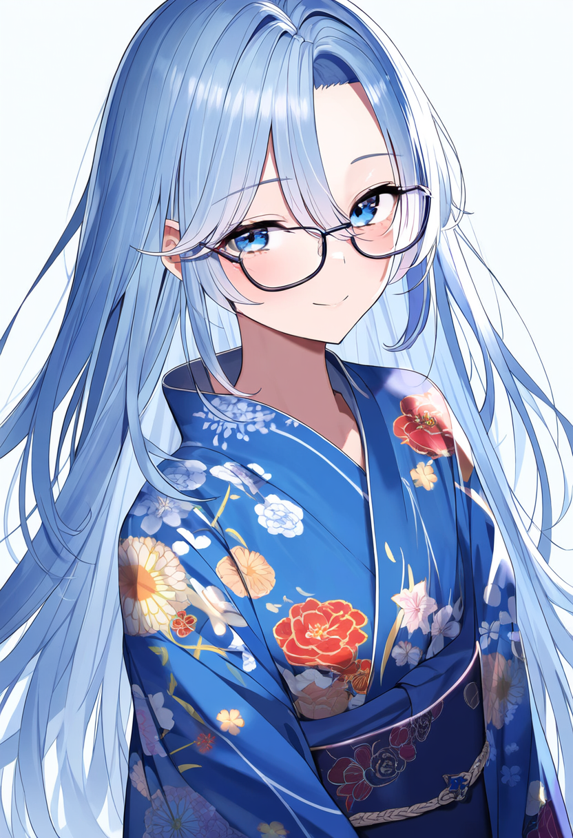 着物の青髪ちゃん