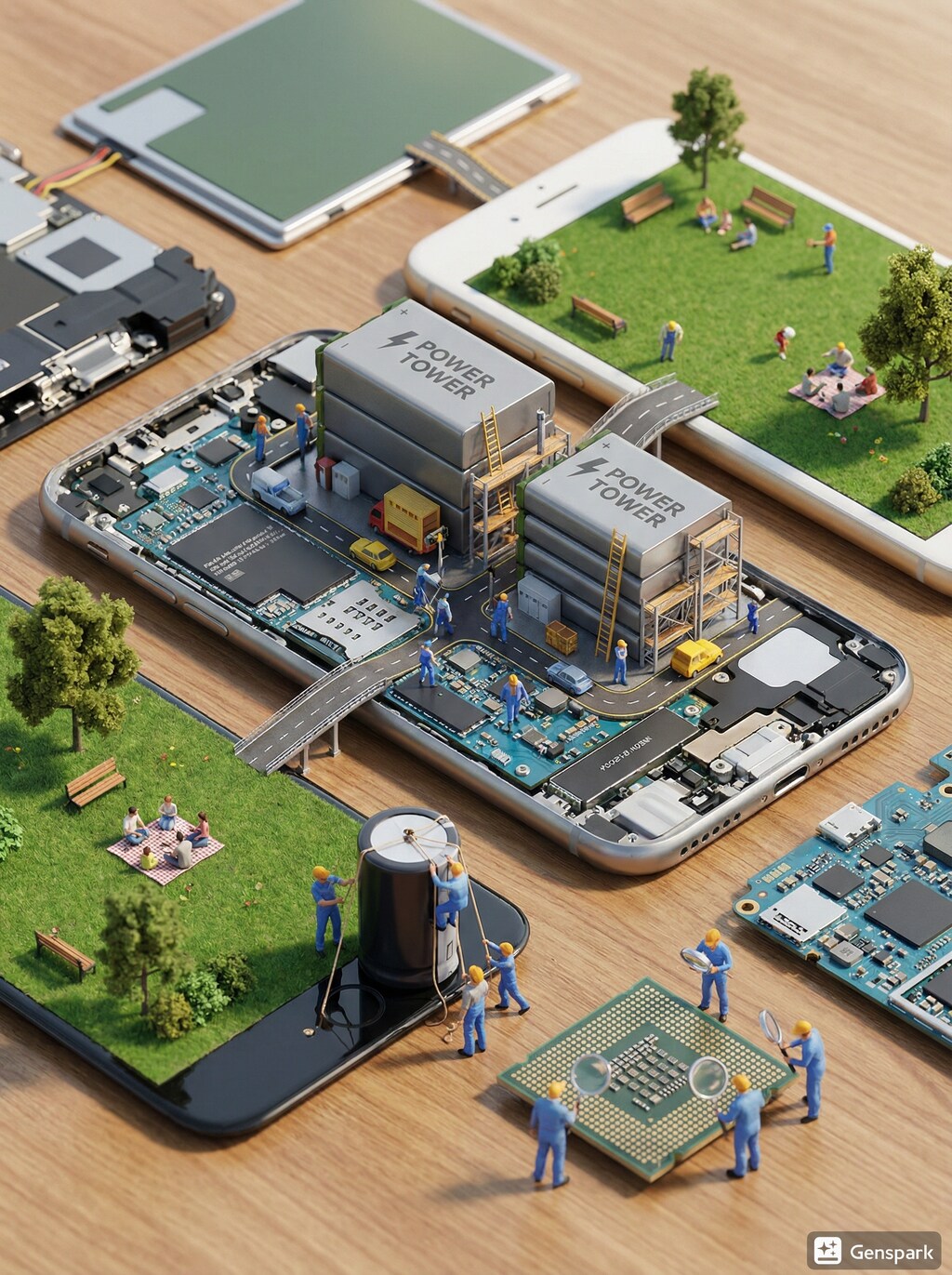 『スマホの中に住むミニチュアの人々』パーツ散乱レイアウト版