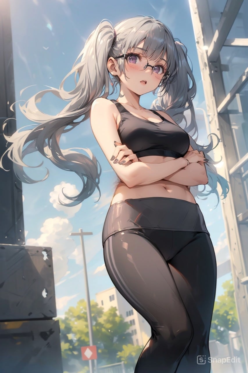 スポーツウェアの眼鏡っ娘