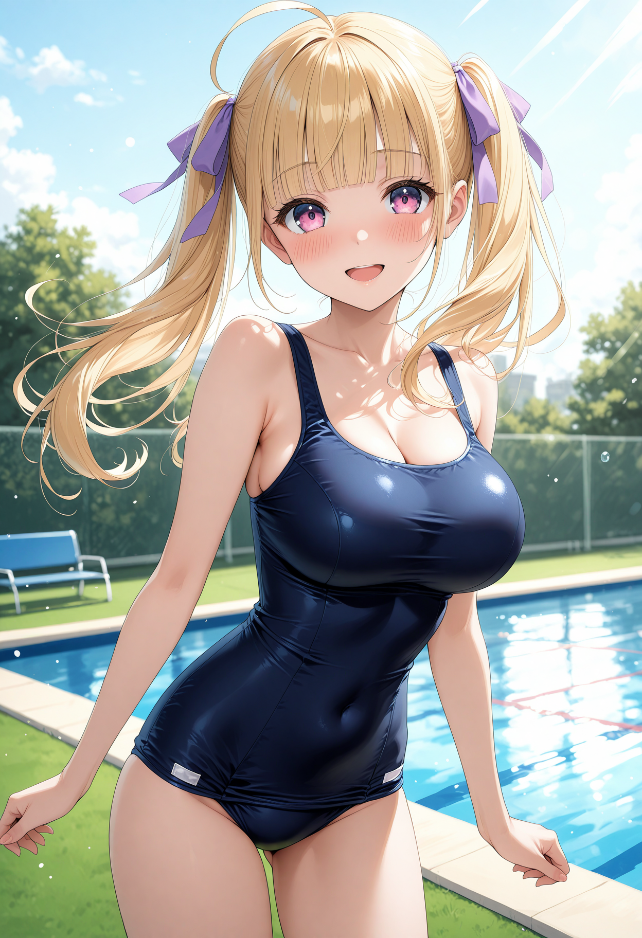 金髪ツインテ スク水