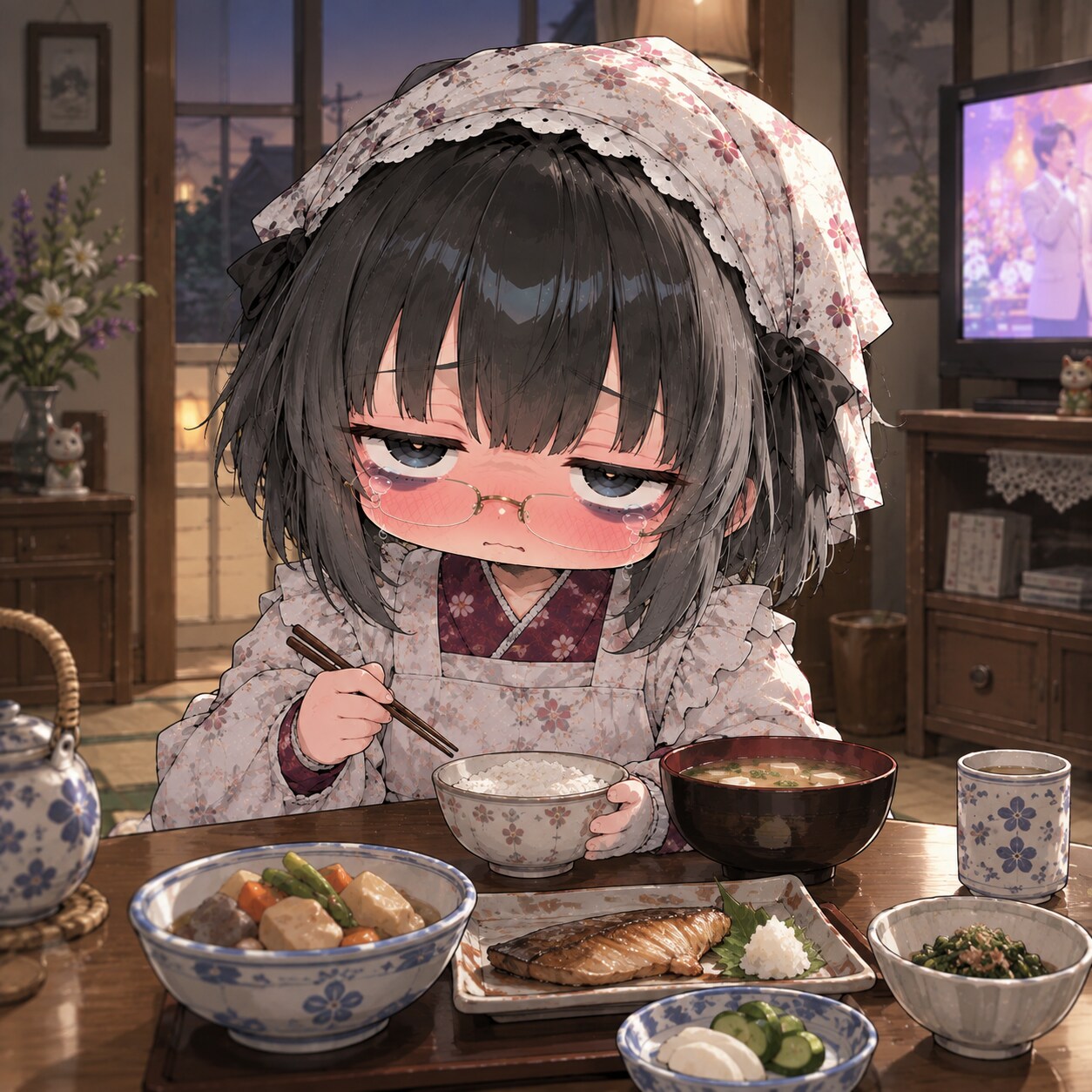 にいちゃんや、ゆうはんもじみじゃのぉ… | の人気AIイラスト・グラビア