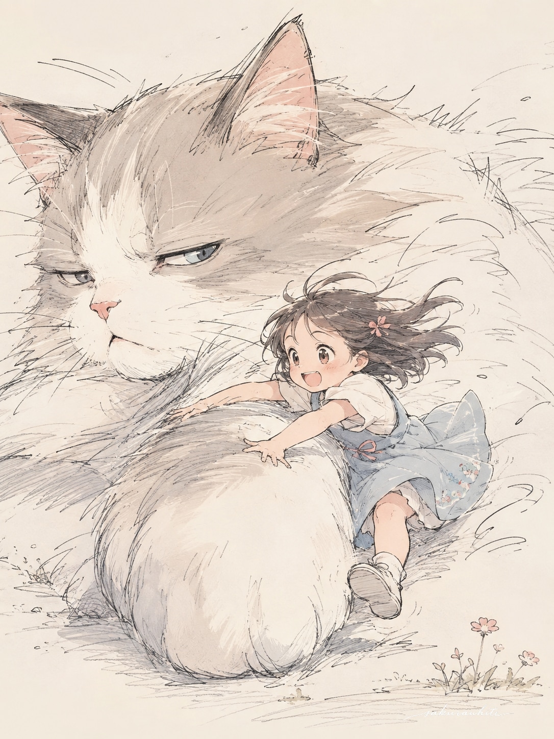 大きい猫といっしょ