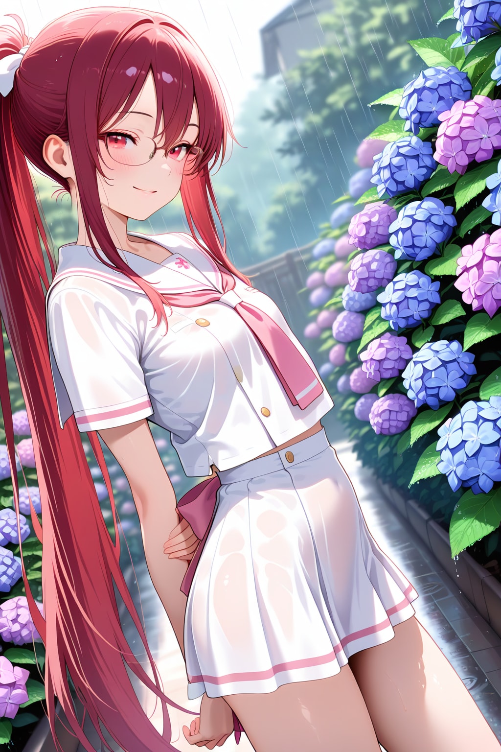 視えそうで見えない（紫陽花は見える）