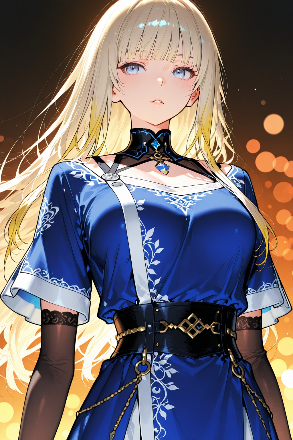 royal blue tunic, gothic design