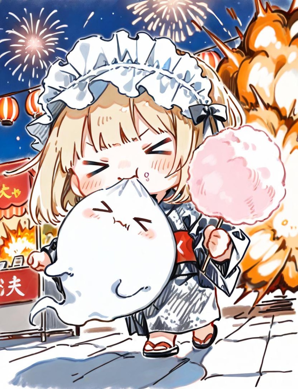 ( >ω<)花火に綿飴…最高やでぇ✨✨