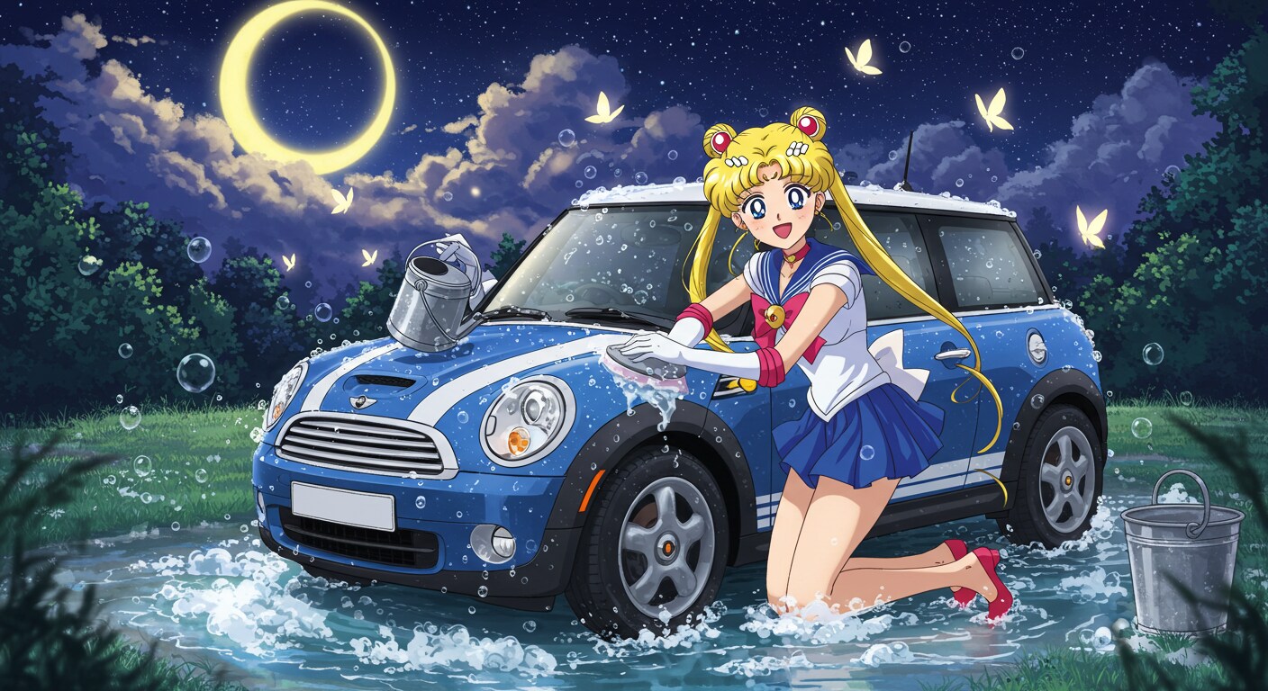 セーラームーンがミニクーパーを洗う | の人気AIイラスト・グラビア